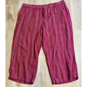 Liz Claiborne Women's Striped Capris Linen Blend Size L